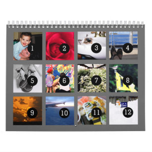 2026 Einfach 1 bis 12 Eigener Fotokalender Grau Kalender