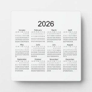 2026 Einfacher Minimalistischer Kalender Fotoplatte