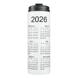 2026 Einfacher Minimalistischer Kalender Thermosbecher