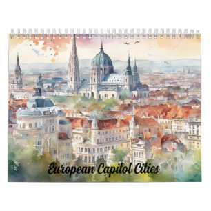 2026 Europäische Hauptstädte Aquarell-Reisekunst Kalender