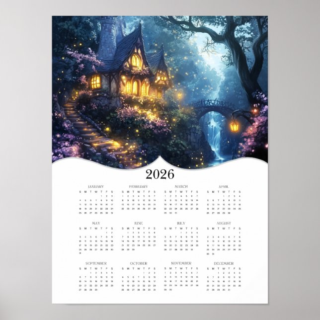 2026 Fantasy Hütte Volljähriger Mauerkalender Poster (Vorne)