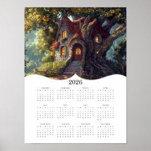 2026 Fantasy Hütte Volljähriger Mauerkalender Poster
