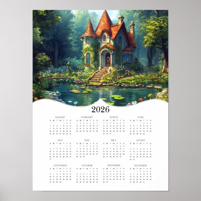 2026 Fantasy Hütte Volljähriger Mauerkalender Poster (Vorne)
