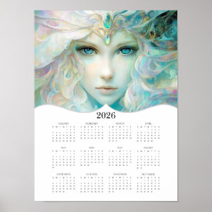 2026 Fantasy Lady Full Year Wall Calendar Poster