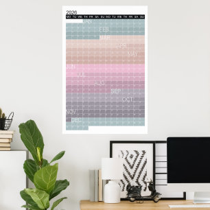 2026: Farbenfroher Kalender - Vertikaler Jahr-Plan Poster