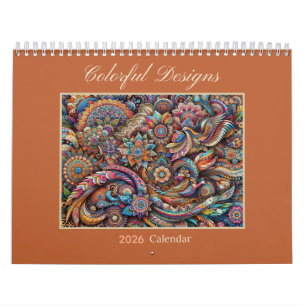 2026 Farbige Designs  Abstrakter Kunstkalender Kalender