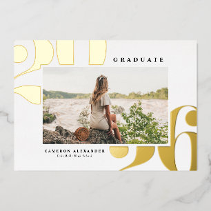 2026 Fette Typografie Foto-Abschluss Gold Folieneinladung