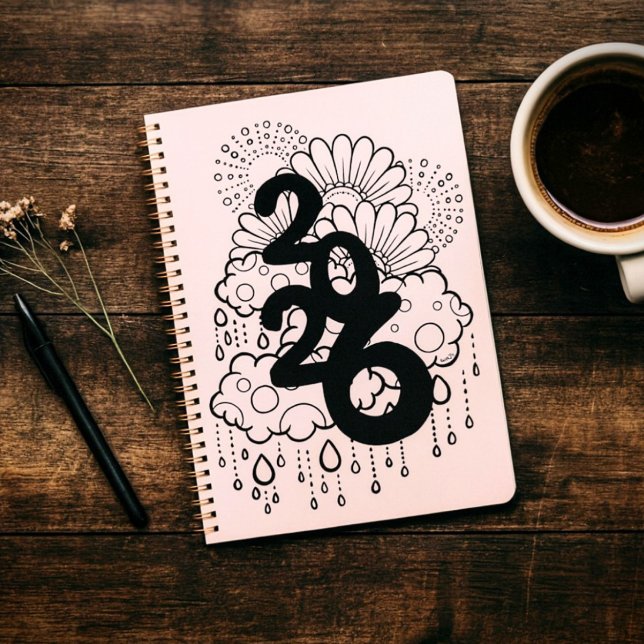 2026 Fleurissant après la pluie - Dessin au trait  (Créateur téléchargé)