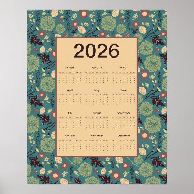 2026 Floral Calendar Poster (Vorne)