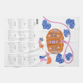 2026 Folk Art Cottagecore Pumpkin Patch Calendar Geschirrtuch