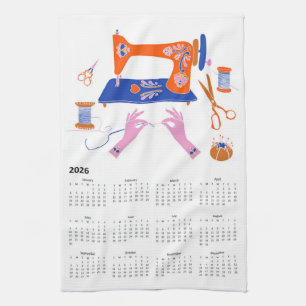 2026 Folk Art CottargetCore Nähkalender Geschirrtuch