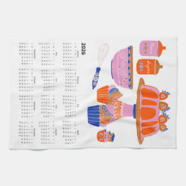 2026 Folk Art Kernstück Kuchen Backkalender Geschirrtuch