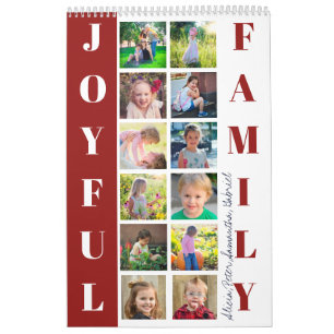 2026 Foto Collage mit Monogramm bordeauxrot Kalender