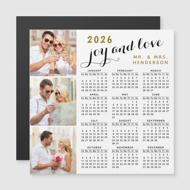 2026 Foto Kalender Kühlschrankmagnet Schwarz-Gold- Magnetkarte (Vorne/Hinten)