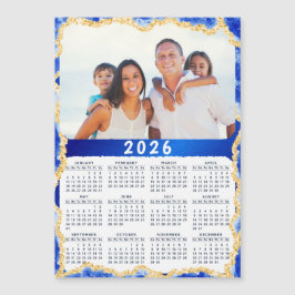 2026 Foto Magnet in Blau- und Goldfarben