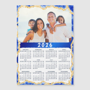 2026 Foto Magnet in Blau- und Goldfarben
