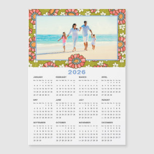 2026 Foto Retro Blumenkalender Magnetkarte