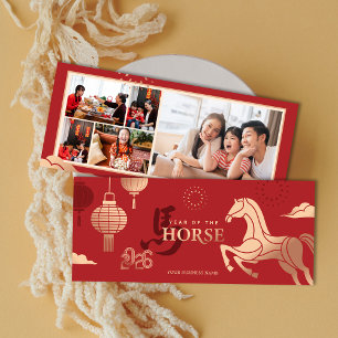 2026 Fotos Gold Horse Chinesisches Neujahrsgruß Feiertagskarte