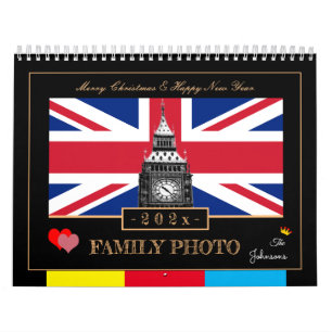 2026 Frohes neues Jahr, Britische Flagge, Big Ben  Kalender