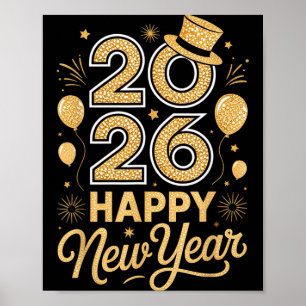 2026 Frohes Neues Jahr Festlicher Oberhutballon Fe Poster