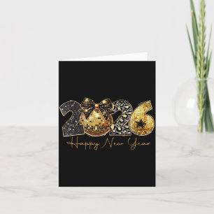 2026 Frohes neues Jahr Gold Disco Leopard Bogen Ko Karte