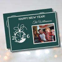 2026 Frohes Neujahrs-4-Foto-Uhr-Karte