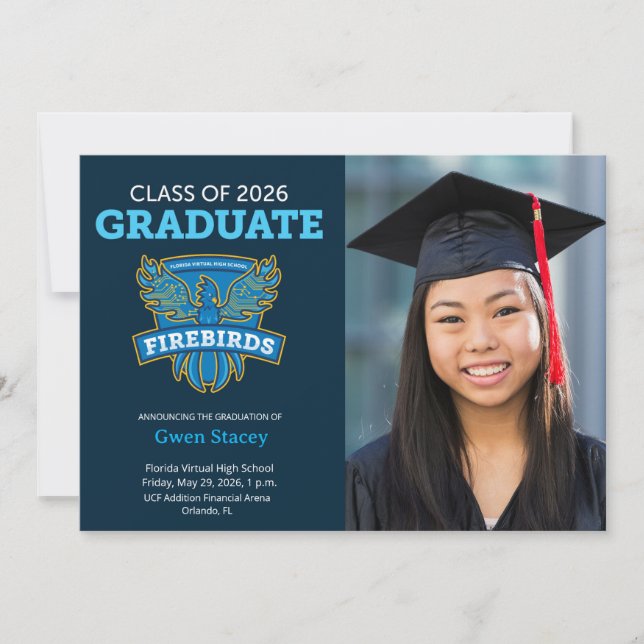 2026 FVHS Graduation Announcement w/ Photo (Dark) Ankündigung (Vorderseite)