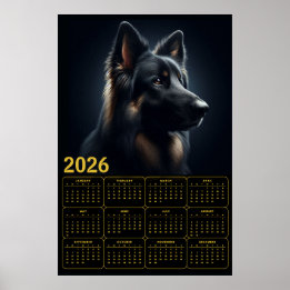 2026 German Shepherd Calendar – Bold Portrait Poster