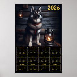 2026 German Shepherd Calendar Rustic Cabin Poster