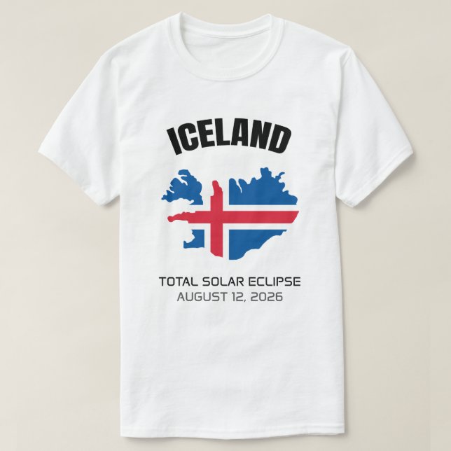 2026 Gesamter Solar Eclipse Island Flag-T - Shirt (Design vorne)