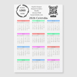 2026 Geschäft Ihr Logo QR Kalender Farbige Moder Magnetkarte