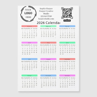 2026 Geschäft Ihr Logo QR Kalender Farbige Moder Magnetkarte