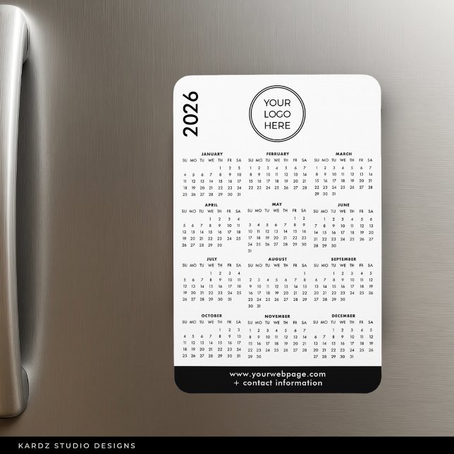 2026 Geschäftslogo-Magnetkalender Magnet (Magnet shown in 4 x 6 inches.)