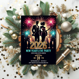 2026 Glamour Silvester Party Feuerwerke Einladung