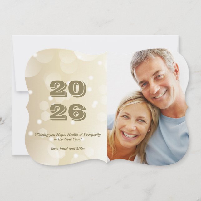 2026 Gold Photo Holiday Card Feiertagskarte (Vorderseite)