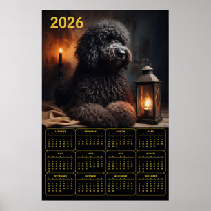 2026 Goldendoodle mit Laterne und Kerzenkalender Poster