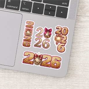 2026 Goldene Disco-Kugel Neujahrs-Sticker-Set Aufkleber