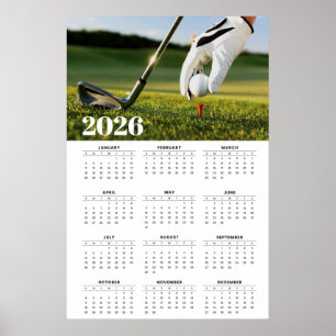 2026 Golfkalender mit Tee-Off-Fotografie Poster