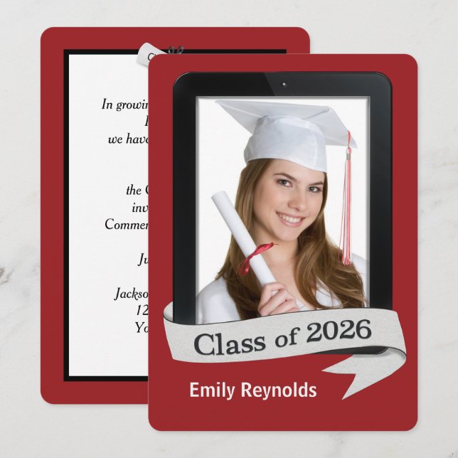 2026 Graduation Commencement Tablet Invite Einladung (Vorne/Hinten)