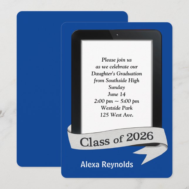 2026 Graduation Electronic Tablet Party   Einladung (Vorne/Hinten)