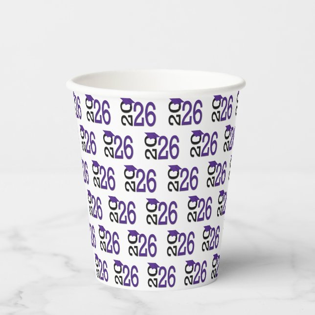 2026 Graduation Purple and Black Pappbecher (Vorderseite)