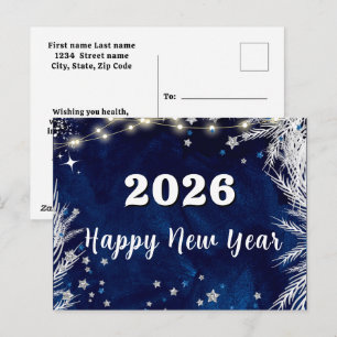 2026, gutes neues Jahr!Blauer Urlaub Frohe Weihnac Postkarte