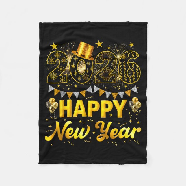 2026 Happy New Year Celebration Party Fire Work Me Fleecedecke (Vorderseite)
