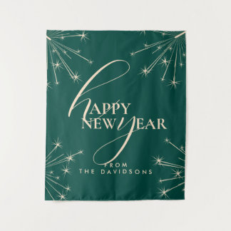 2026 Happy New Year Modern Festive Typography Wandteppich
