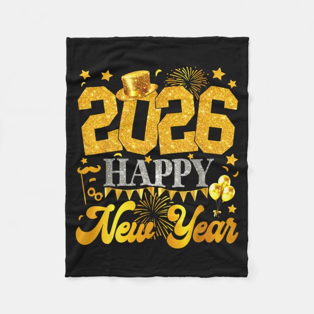 2026 Happy New Year Party Fireworks New Years Eve  Fleecedecke (Vorderseite)