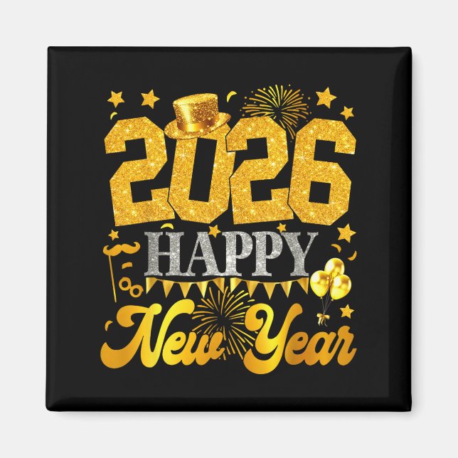 2026 Happy New Year Party Fireworks New Years Eve  Magnet (Vorne)