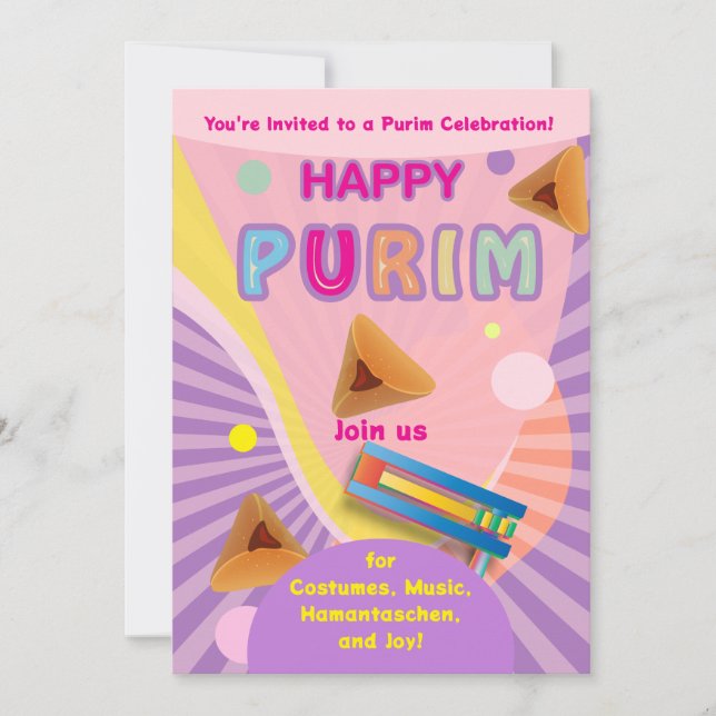 2026 Happy Purim Festival for All Ages Einladung (Vorderseite)