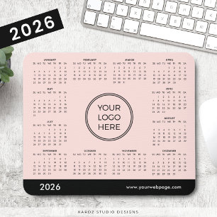 2026 Hellrosa Geschäft-Logo-Kalender Mousepad