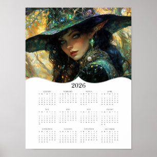 2026 Hexe Volljahres-Jahreskalender Poster