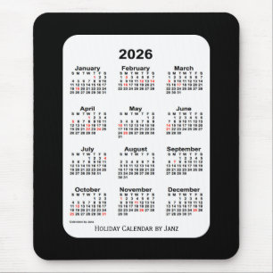 2026 Holiday Two Tone Black Calendar von Janz Mousepad